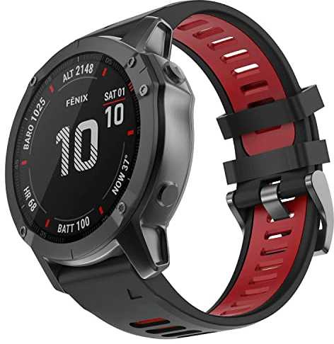 OVERSTEP für Garmin Fenix 5X, 26 mm Weiches Silikonarmband Ersatzarmband für Fenix 7X/Fenix 5X Plus/Fenix 6X/Fenix 6X Pro/Fenix 3/HR/Descent MK1/D2 Delta PX/D2 Charlie