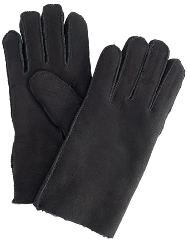 NF NITZSCHE fashion - Lammfell Handschuhe für Herren - 100% Lammfell - warm und kuschelig weich - Farben: braun und schwarz - Winter und Herbst - elegant (schwarz, 8,5)