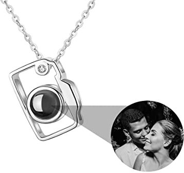 Personalized Photo Projection Necklace Custom Camera Necklace 925 Sterling Silver Camera Toy Photographer Gift Camera Pendant Charm Memorial Jewelry Gifts for Photography