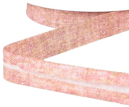 MYMERCERIE Schrägband, Leinenoptik, 20 mm, Altrosa, Meterware, hergestellt in Frankreich