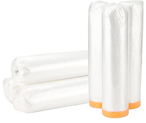 JOIKIT 6 PCS Self Adhesive Plastic Dust Sheet Roll, 2m x 20m Painting Drop Film, Dust-Proof Waterproof Masking Film Roll for Painting, Furniture, Cabinet