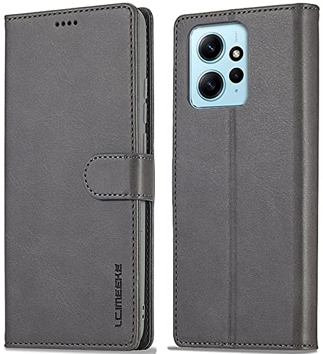 WAURZ Hülle für Xiaomi Redmi Note 12 4G, Handyhülle Schutzhülle Hülle Leder Klappbar Flip Case mit Kartenfach Magnet Ständer Handytasche Hüllen Etui Klapphülle Cover für Xiaomi Redmi Note 12 4G,Grau