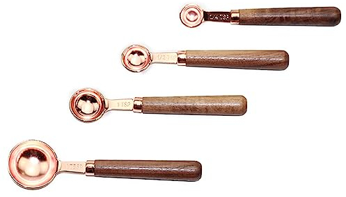Stainless Steel Spoon Rose Gold Kitchen Tools Bakeware Walnut Measuring Spoon 4pcs