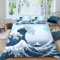 AASIRA Japan Bettwäsche 135x200 Kinder Bettwäsche Landschaft Wellen Weiche Mikrofaser Bettbezug mit Reißverschluss Jungen Mädchen Bettwäsche-Set 3D Motiv Bettbezüge mit 2 Kissenbezug 80x80