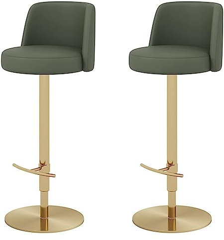Barhocker Barstuhl Drehbarer Barstuhl, 2er-Set, Leder-Barhocker, Thekenhöhe, Barhocker Mit Rückenlehne, Verstellbarer Hocker, Stuhl Für Die Küche Barstühle Barsessel ( Color : Grün , Size : Sitting He
