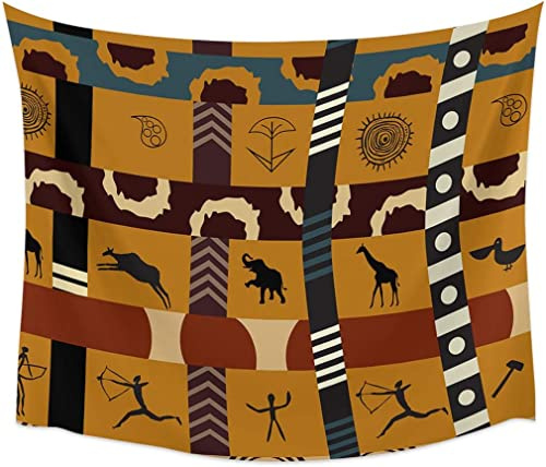 Tizhweqo Wandteppich 3D Afrikanische Themen, Wandbehang Weinlese, Wandtuch Afrikanische Themen Tapisserie Tapestry für Schlafzimmer Wohnzimmer Wohnheim Deko 200x200 cm D857