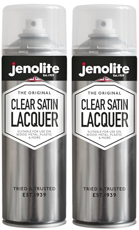 JENOLITE Spray de Laca Transparente | SATINADO | 2x500ml | Acabado Claro | Barniz Transparente | Protege la superficie y la pintura de la corrosión y el daño UV | Sellador que no amarillea