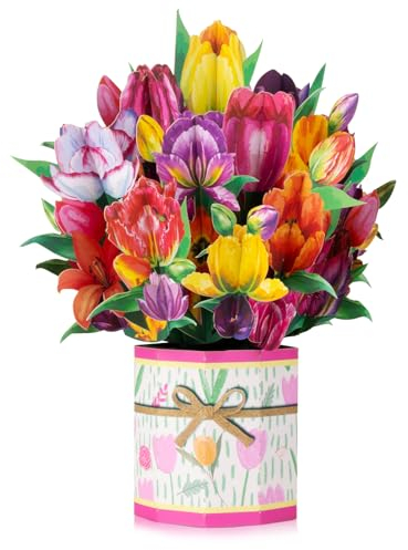 Magic Ants Blumen-Popup-Karten - Muttertag, Geburtstag, Dankeskarte für Mama - 3D-Popup-Blumenstrauß-Design - Enthält -Tulpe