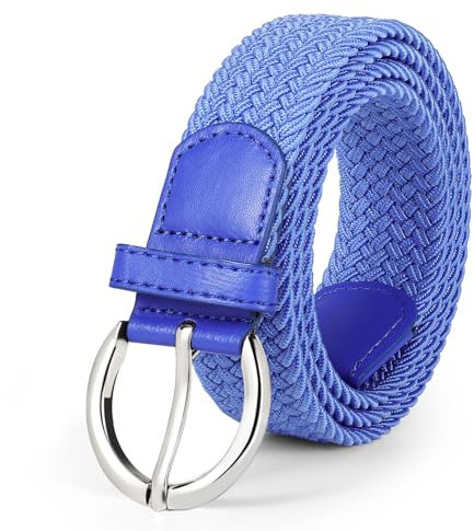 WERFORU Ceinture élastique tressée pour femme - Ceinture réglable en tissu pour jeans et pantalons, bleu, Anzug Taille Größe108-114 cm