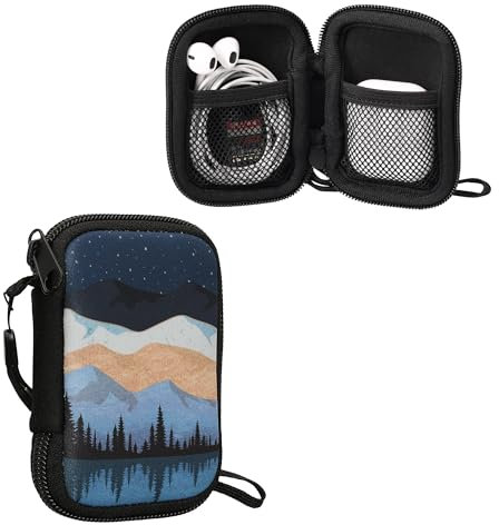 kwmobile In-Ear Kopfhörer Tasche kompatibel mit in-Ear Headphones - Hülle Neopren Cover Case - Innenmaße - Etui in Weiß Hellbraun Dunkelblau