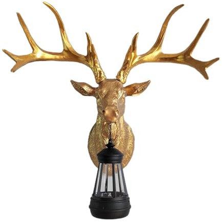 LOVIVER Wandlampe, Hirsch-Skulptur, Tier-Wandkunst, Wanddekoration für den Hintergrund, Gold