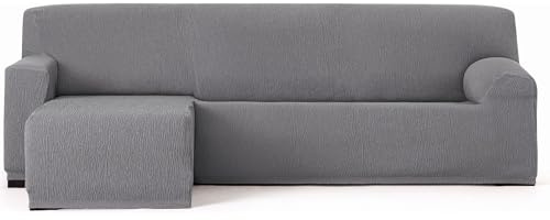 ECOMMERC3 Chaiselong-Sofabezug, kurzes Eckteil Links, universell und vielseitig – Sofabezug für Chaiselongue, Grau, einfach zu montierender Schutz für Rückenlehne, Sitz und Armlehnen