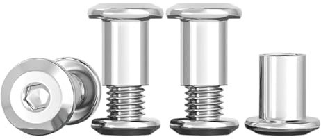 Drenky M5 X 10mm Connection Screws M5 Belt Buckle Binding Bolts 304 Stainless Steel Screw Post Rustproof Furniture Bolts Sleeve Nuts for Bed, Door, Table, Chair, Worktop, Cabinet, 10 Sets