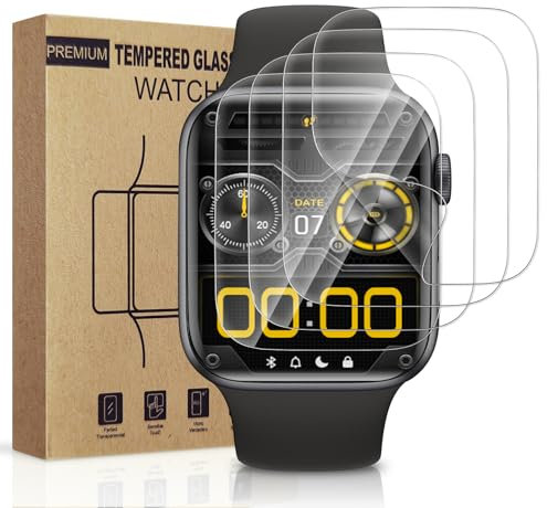 4 Stück für Panzerglas für Apple Watch Series 4/5/6/SE/SE2 40mm Schutzfolie, Flexible TPU Schutzglas für Apple Watch 40mm Displayschutz, Blasenfrei Weich HD Klar Displayfolie, Volle Abdeckung