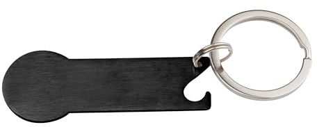 Schlüsselanhänger mit Einkaufschip,Flaschenöffner,Schlüsselring / Farbe: schwarz