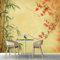 ANALTIRCE Papel Tapiz Fotográfico 150×105 Cm, Hojas Bambú Fotomurales Pared Tejido, Flor Roja Personalizado Papel Pintado,Decoración De Pared Sala Cuarto