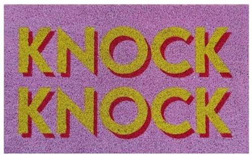 Gift Company Fussmatte, Motiv: Knock Knock, rosa, 45x75cm