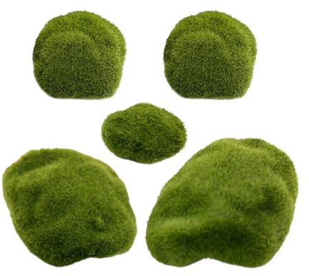 PRETYZOOM Künstliche Moossteine 5 Stück Beflockte Dekorative Steine Für Garten Bonsai Mikro Landschaften Innen Und Außen