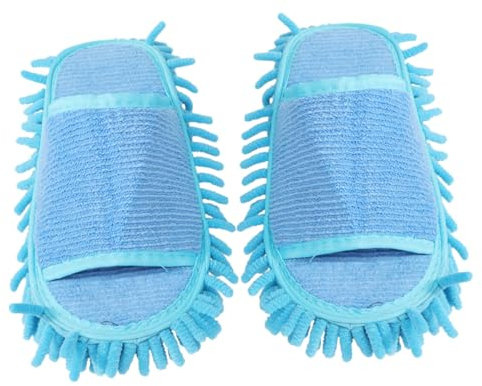 BESPORTBLE 1 Paar Open Toe Reinigungspantoffeln Hausschuhe Staubtuch Pantoffeln Mopp Pantoffeln Peep Toe Slipper Blau