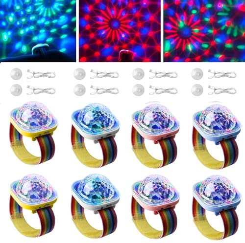 Disco Ball Licht Discolicht Partylicht: WIYETY 8 Stück Discokugel Lampe, 5 Modi Mini Tragbare LED Lampe mit Saugnapf, USB Aufladung Mini Discokugel Licht für Party Auto Tanzen