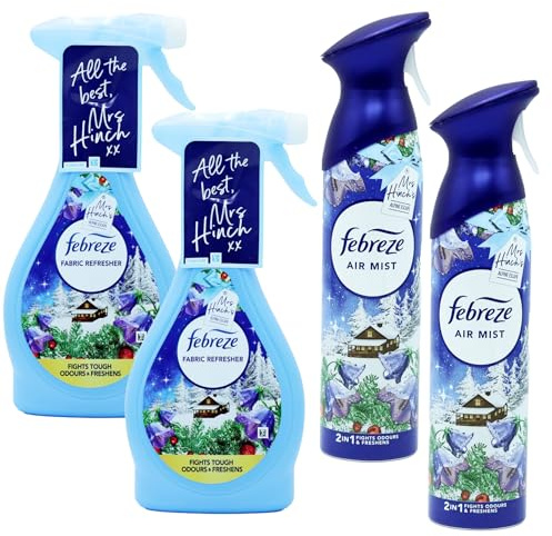 Febreze Mrs Hinch's ALPINE ESCAPE Bundle – Air Mist 185ml x 2 & Fabric Freshener 500ml x 2