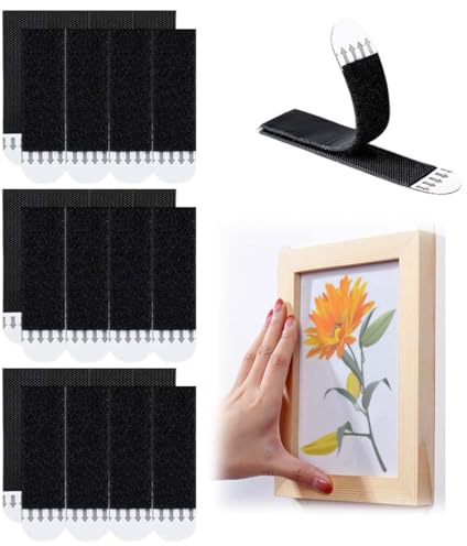 LACHT Rückstandsfreies Klettverschluss Selbstklebend (12 Stück), Verbesserte Version, Rückstandsfreies Design, Ablösbar, Schont Oberflächen Und Wände, Für Wände,Kunststoffe,Boden,Gläser 16 * 70Mm
