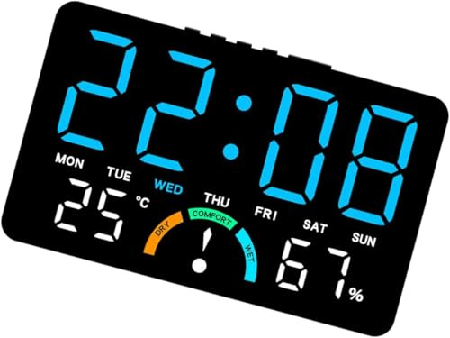 TOPDÉCORÉ Wecker Digitaler mit LED-Display,elektronische Tischuhr,Doppelalarm,Reisewecker,Helligkeit Einstellbare,12/24HR,USB-Aufladung mit 2 Alarmen,Wohnzimmer,Schlafzimmer,Büro(Blau)