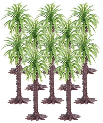 DIYEAH Lot de 10 Cocotiers Miniatures en Plastique, Palmier Artificiel de Table Compact, Décoration Tropicale pour Aquarium et Diorama, Modèle Artificiel pour Fête et Espace Personnel