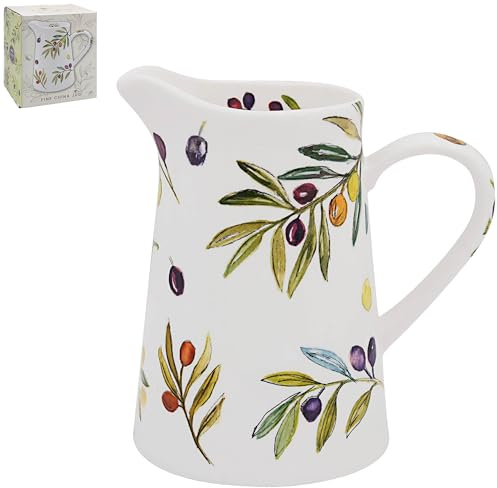 The Leonardo Collection Jennifer Rose Olive Grove Jug 500ml | Fine China Material, Elegant Botanical Artwork, Practical Serving, Decorative Kitchen Display