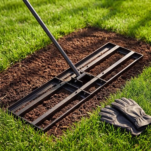 Lawn Leveling Rake, 30x10 Leveling Rake for Floor, Heavy Duty Yard Leveling Rake with Extra Long Handle 6.5 ft, Stainless Steel Lawn Leveler