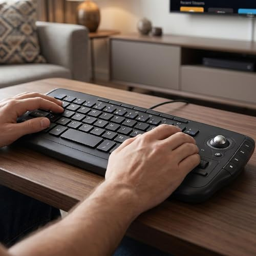 Bewinner Trackball Mouse Keyboard, 2.4GHz Wireless Trackball Mouse Keyboartd Combo, Mini Keyboard with Scroll Wheel for PC, Android Tv Box, Remote Controller