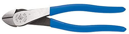 KLEIN TOOLS Diagonal Cutter Linemans Pliers, High Leverage, 8-Inch, High Leverage Design, Angled Head D2000-48 203 mm,Blue/Silver