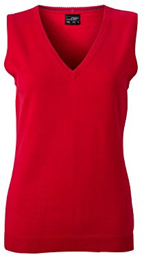 James & Nicholson Damen Westen Ladies' V-Neck Pullunder, Red, M, JN656 rd