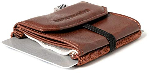 Space Wallet Space Products ® Mini Geldbörse für Frauen & Männer I Sehr kleines Echtleder Wallet/Portemonnaie mit Münzfach I 15 Karten + Geldscheine + Münzen I Pull Grizzly