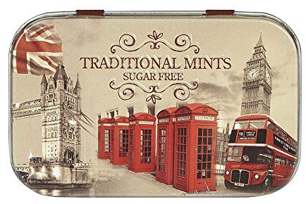 Sugar Free Mints in a Vintage London Mini Tin 35g | Xylitol Mints, Travel Size Tin, British Souvenir