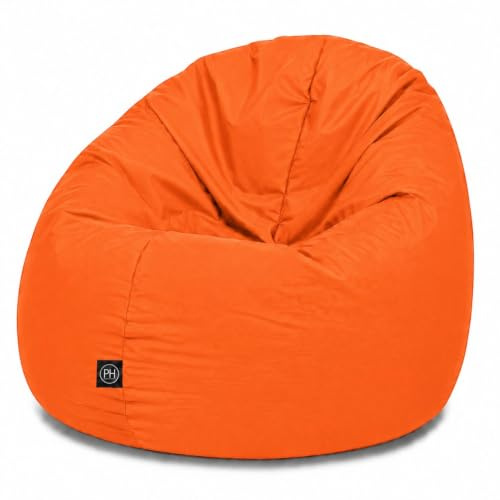 PATCH HOME 2 in 1 Funktion Sitzsack Sessel Bean Bag Sitzsäcke Gaming mit Reißverschluss bereits befüllt - Ø 125cm - Orange