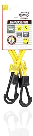 HEYNER® Gepäckspanner 2er Set 40 cm, gelb 80N Zugkraft | dehnbare Spanngurte im Bundle, verstellbare Haken, für Auto, Fahrrad, Motorrad, Möbel & Transport, 8mm Durchmesser