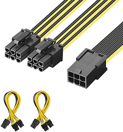 J&D 2er Pack 6 Pin Weiblich auf Dual 6 Pin Männlich PCI Express (PCIe) Grafikkarte PCI Express Splitter Kabel - 20cm