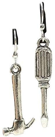 Royal Swan Hammer & Screwdriver Monkey Wrench Spanner Tools DIY Earrings Sterling Silver Hooks