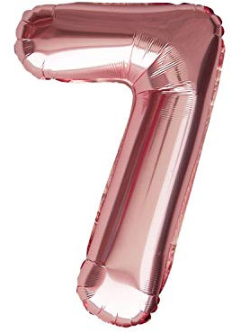 Oblique Unique® Folien Luftballon mit Zahl Nummer in Roségold für Geburtstag Jubiläum Party Deko Folienballon - Zahl wählbar (Nr 7)