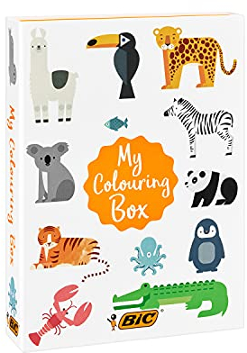 BIC Kids Stifte Set: 36 Sticker, 18 Buntstifte, 12 Filzstifte, 1 Malbuch & 6 Glitzerkleber, My Colouring Box