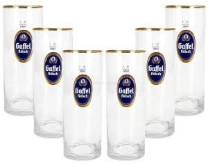 Gaffel Kölsch mit Goldrand 0,2l Glas Gläser Set - 6x Gläser 0,2 geeicht Altbierglas Pils Stangenglas Kölschglas Stange selten