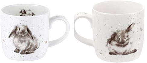 Wrendale Rosie Rabbit Mug - Set of 2 Mugs Fine Bone China - 300ml