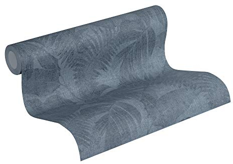 Livingwalls Vliestapete New Walls Tapete Cosy & Relax mit Palmenblättern 10,05 m x 0,53 m blau Made in Germany 373965 37396-5