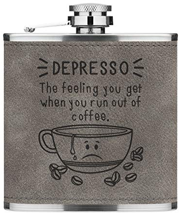 Depresso 6oz Cuir PU Hip Flasque Gris Luxe