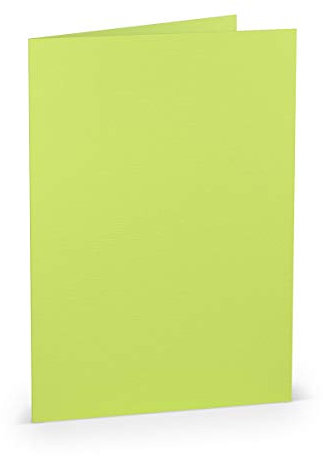 PAPERADO 25 Faltkarten DIN A5 - Maigrün gerippt Hell-Grün Gelbgrün - 220 g/m² - 14,8 x 21 cm - Blanko Doppelkarten Klappkarten Einladungskarten