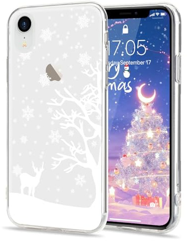 LLZ.COQUE Hülle für iPhone Xr Handyhülle Weihnachten Hülle Transparent Christmas Case Cover süß Silikon Schutzhülle Durchsichtig Weihnachtstasche Rückschale, #6