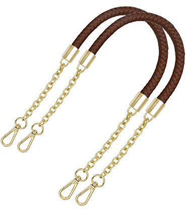 besbomig 2 Stück Taschengurt Schultergurt Ersatz PU Taschengriff Geflochtene Handtasche Strap Tasche Kette 60cm, Braun