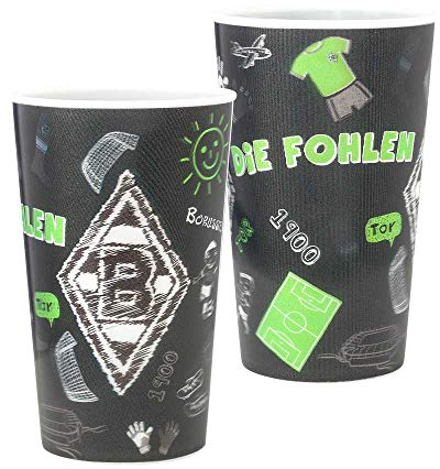 Borussia Mönchengladbach Trinkbecher 2er Set BMG Mehrweg-Becher mit 3D Wackeloptik (L)