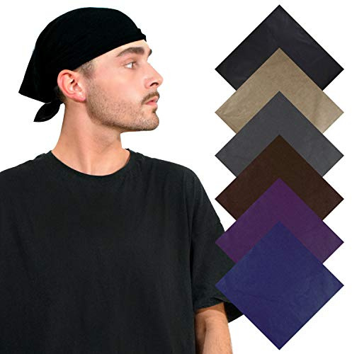 Basic Sense Cotton Bandana Head Scarf Women & Men, 6PCS Dark Tone